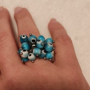 Blue Evil Eye Beaded Ring